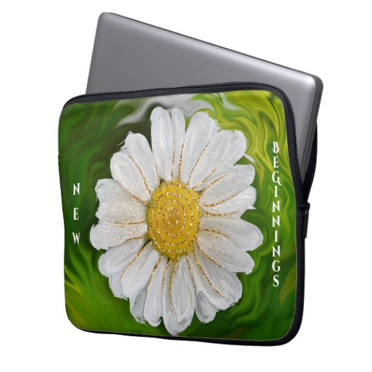 Neuanfang - Daisy Blume Power Laptopschutzhülle (Vorderseite Links)