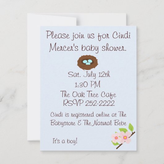 Neuanfang Kinderdusche Einladung (Rückseite)