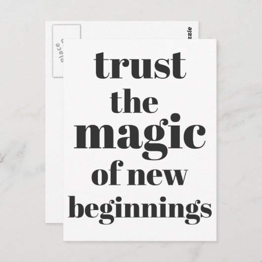 Neuanfang muffige Typograpie Inspiration Zitat Postkarte (Vorne/Hinten)