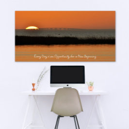 Neuanfang Orange Sunrise Motivierend Zitat Poster