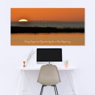 Neuanfang Orange Sunrise Motivierend Zitat Poster