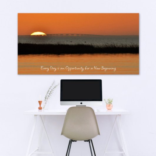 Neuanfang Orange Sunrise Motivierend Zitat Poster