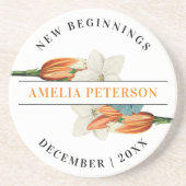 Neuanfang Retro White Lily Floral Ruhestand Getränkeuntersetzer (Vorne)