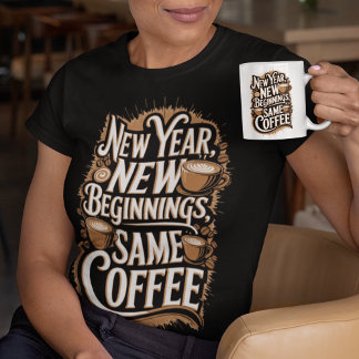 Neuankömmlinge im Neujahr gleichen Kaffee T-Shirt