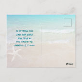 Neuankündigung zum Thema Strandleben Postkarte (Rückseite)