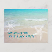 Neuankündigung zum Thema Strandleben Postkarte (Vorderseite)