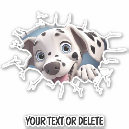 Neuartiger Durchbruch Loch Peeking Niedlicher Dalm Aufkleber (Vorderseite)