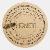 Neuartiges Bienenessbares Honey-Label (Kraft) Runder Aufkleber (Vorderseite)