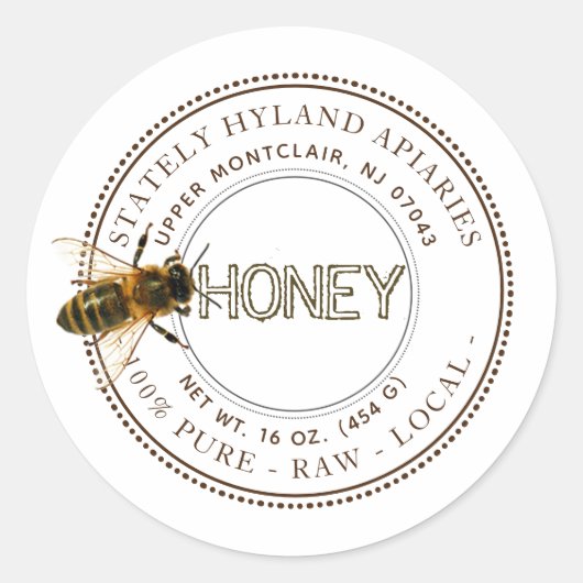 Neuartiges Bienenessbares Honigetikett (weiß) Runder Aufkleber (Vorderseite)