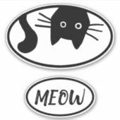 Neuartiges Black Kitty Cat Oval Vinyl Sticker Set (Vorderseite)