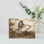 Neuartiges Eskimo Kind mit Waschbrett Postkarte (Stehend Vorderseite)