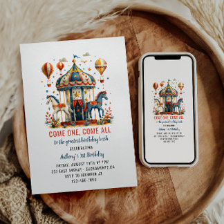 Neuartiges Niedliches Circus Festival 1. Geburtsta Einladung