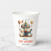 Neuartiges Niedliches Circus Festival 1. Geburtsta Pappbecher (Rückseite)