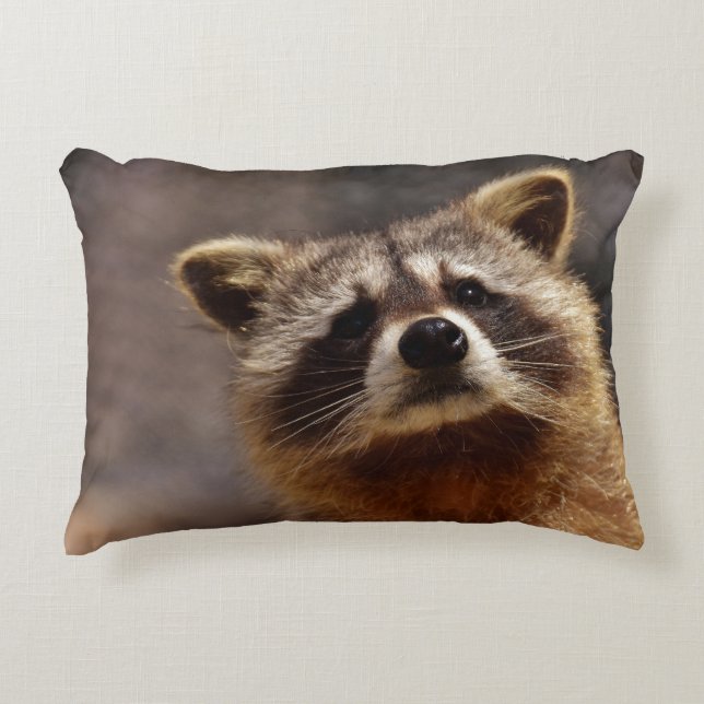 Neuartiges Raccoon-Foto Dekokissen (Vorderseite)