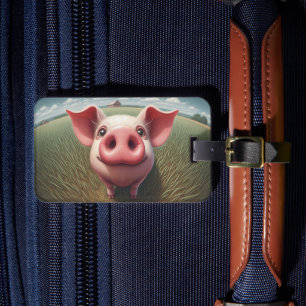 Neuartiges Schwein mit dem Markierungstagebuch Gepäckanhänger