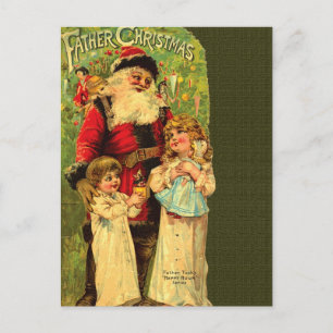 Neuauflage viktorianische Weihnachtsmann-Postkarte Feiertagspostkarte