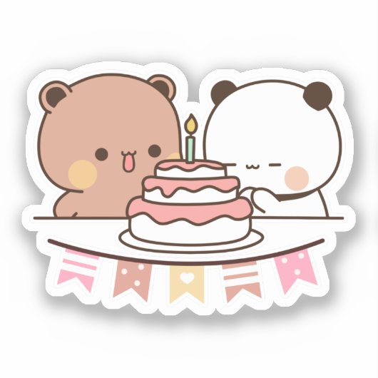 Neubär und Panda bubu dudu Paar Aufkleber (Vorderseite)