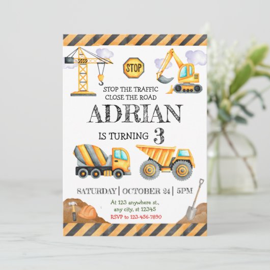 Neubau Geburtstag Einladung (Stehend Vorderseite)