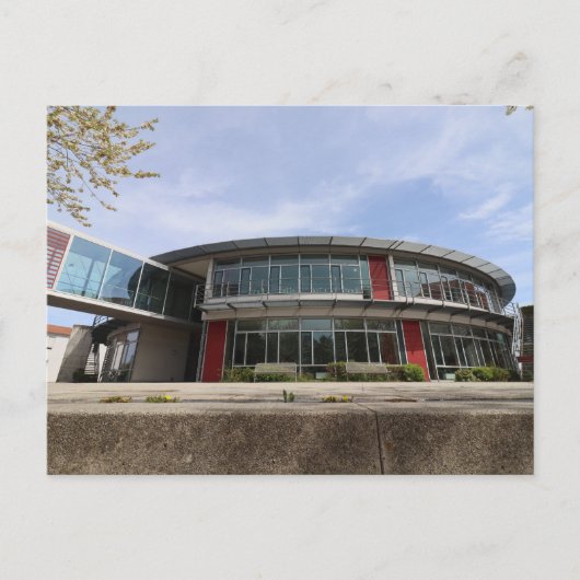 NEUBAU HAAGER REALSCHULE IM FRÜHLING POSTKARTE (Vorderseite)