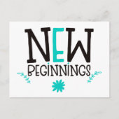 Neubeginn Positivziffer Aquamarin Weiß Postkarte (Vorderseite)