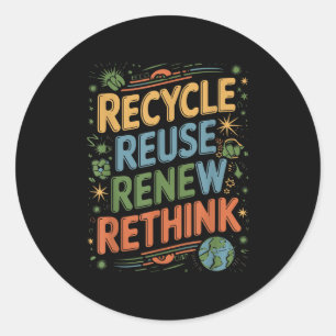 Neubesinnung der Gefärbte Krawatte gerecycelt Runder Aufkleber