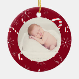 Neuborn Baby First Christmas Foto Candy Cane Snow Keramik Ornament
