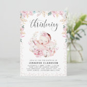 Neuborn Floral Christening Einladung (Stehend Vorderseite)