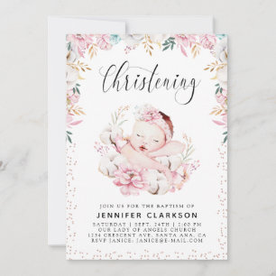 Neuborn Floral Christening Einladung