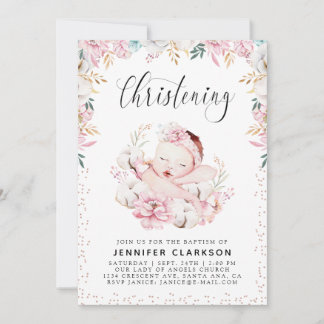 Neuborn Floral Christening Einladung
