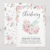 Neuborn Floral Christening Einladung (Vorne/Hinten)