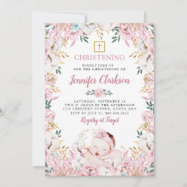 Neuborn Floral Christening Einladung