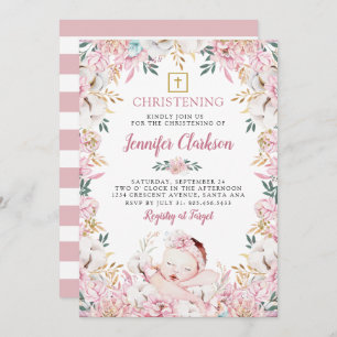 Neuborn Floral Christening Einladung