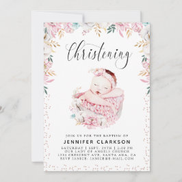 Neuborn Floral Christening Einladung