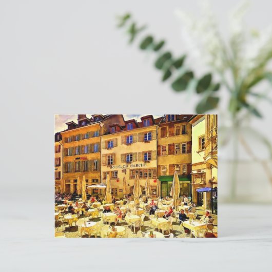 Neuchâtel Schweiz Kunst Postkarte (Stehend Vorderseite)