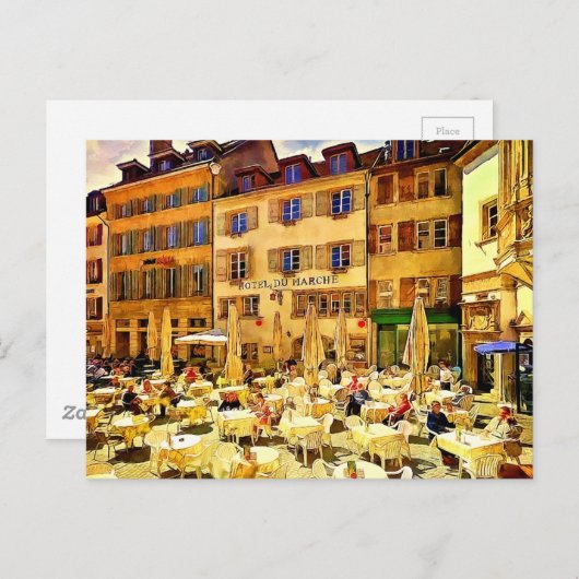 Neuchâtel Schweiz Kunst Postkarte (Vorne/Hinten)