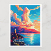 Neuchatel Schweiz Vintage Illustration Postkarte (Vorderseite)