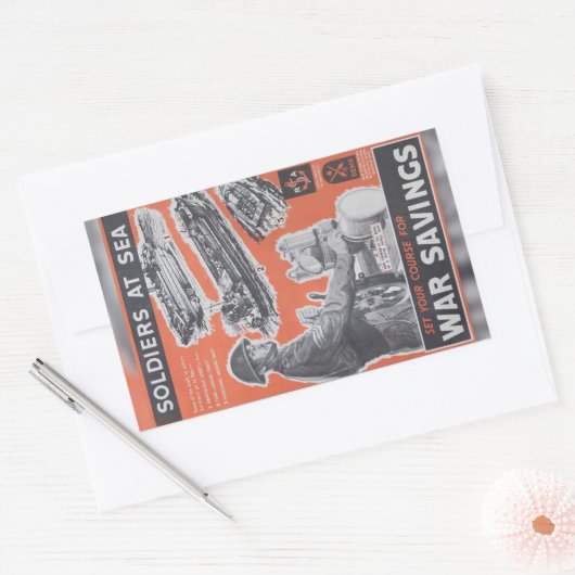 Neudruck des britischen Kriegsposters Rechteckiger Aufkleber (Umschlag)