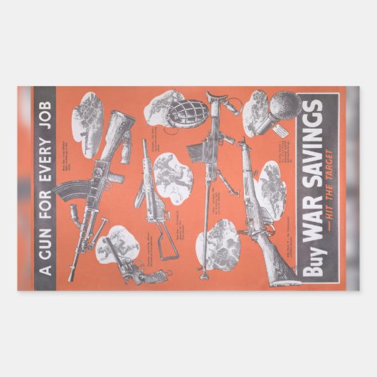 Neudruck des britischen Kriegsposters Rechteckiger Aufkleber (Vorderseite)