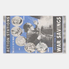 Neudruck des britischen Kriegsposters Rechteckiger Aufkleber