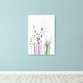 Neue 2 Blume Vase Stretched Canvas Print Leinwanddruck (Insitu (Holzboden))