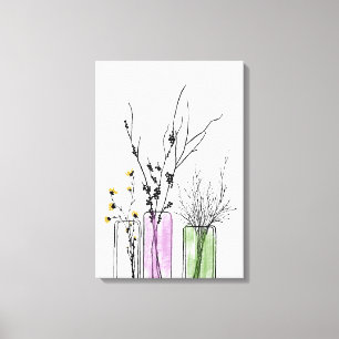 Neue 2 Blume Vase Stretched Canvas Print Leinwanddruck
