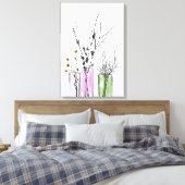 Neue 2 Blume Vase Stretched Canvas Print Leinwanddruck (Insitu (Schlafzimmer))