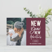 Neue Abenteuer Foto Weihnachtskarte Feiertagskarte (Stehend Vorderseite)