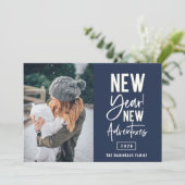 Neue Abenteuer Foto Weihnachtskarte Feiertagskarte (Stehend Vorderseite)