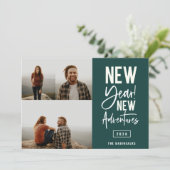 Neue Abenteuer Foto Weihnachtskarte Feiertagskarte (Stehend Vorderseite)