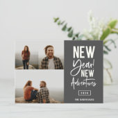 Neue Abenteuer Foto Weihnachtskarte Feiertagskarte (Stehend Vorderseite)