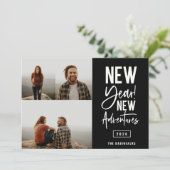 Neue Abenteuer Foto Weihnachtskarte Feiertagskarte (Stehend Vorderseite)