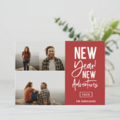 Neue Abenteuer Foto Weihnachtskarte Feiertagskarte (Stehend Vorderseite)