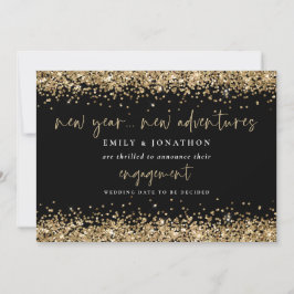 Neue Abenteuer Neues Jahr Gold Glitzer Verlobung Ankündigung