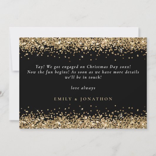 Neue Abenteuer Neues Jahr Gold Glitzer Verlobung Ankündigung (Rückseite)